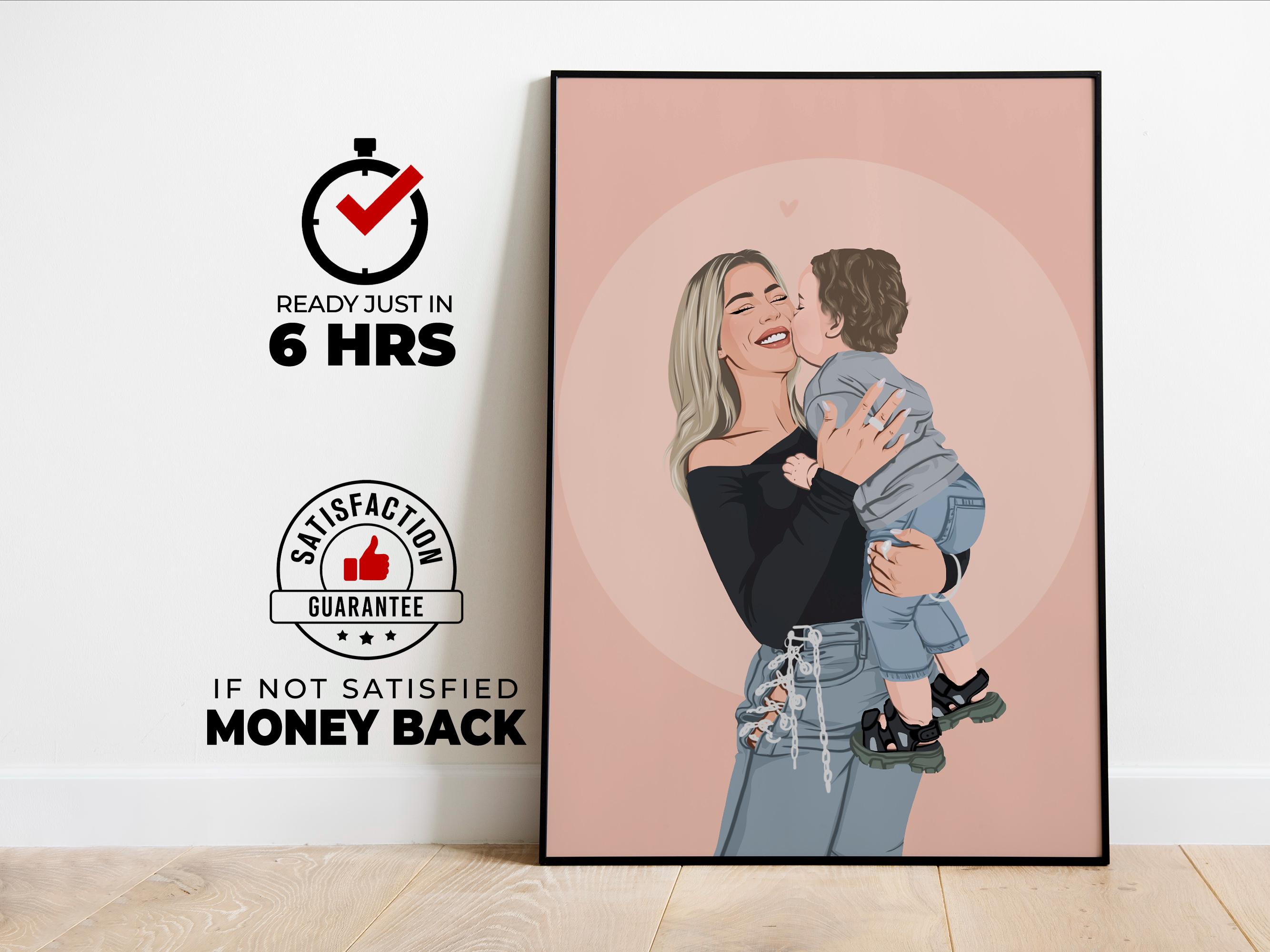 Personalized Family Portrait, Custom Portrait, drawing from photo, Portrait Gift for Family, gift for her, drawing from photo