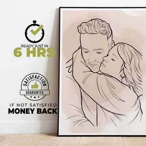 Ritratto di coppia personalizzato, regalo di famiglia personalizzato, regalo di anniversario di matrimonio personalizzato, frase personalizzata da foto, migliore amico senza volto
