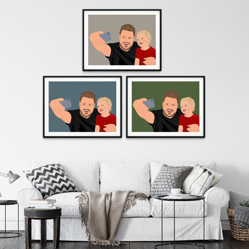 Personalized Father's Day Gift, Custom Dad Portrait, Meaningful Artwork, Wall art, Father's Day unforgettable zdjęcie 3