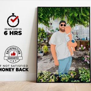 Regalo personalizzato per la festa del papà, ritratto personalizzato del papà, ritratto senza volto di Dada, arte murale personalizzata, regalo per baby shower, regalo per lei