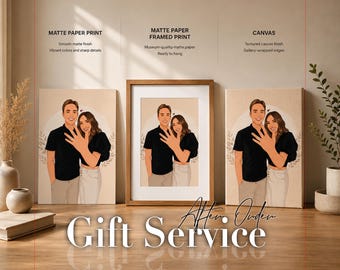 Engagement Portrait Print, Proposal Gift Print Service, Framed Poster or Canvas Wall Art
