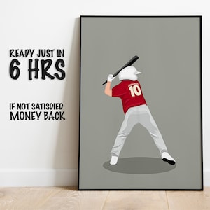 Benutzerdefinierte Baseball Spieler Porträt, personalisierte Cartoon Druck, einzigartiger digitaler Kunstdruck