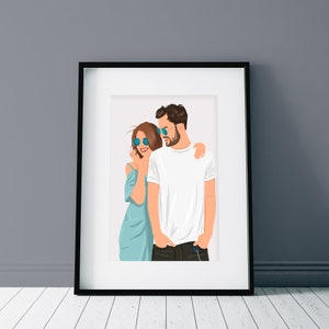Creative Valentine's Day Gifts: Capture Your Love with a Custom Digital Portrait, Personalized minimalist wall art