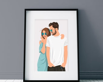 Kreative Valentinstag Geschenke: Erfassen Sie Ihre Liebe mit einem benutzerdefinierten digitalen Porträt, personalisierter minimalistischer Wandkunst