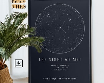 Mapa de estrellas personalizado por fecha luz nocturna-Mapa de primera cita personalizado luces nocturnas-Regalo personalizado para parejas regalo de aniversario-regalo para ella