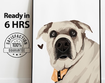 Personalized Digital Pet Portrait, Custom Pet Art Print, Printable Pet Lover Gift, Unique Pet Keepsake
