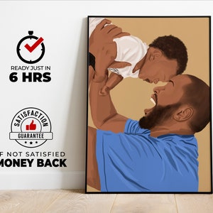 Personalisierte Vatertagsgeschenk, Benutzerdefinierte Dad Portrait, Dada gesichtsloses Porträt, Wandkunst, Geschenk für Babyparty, Geschenk für sie
