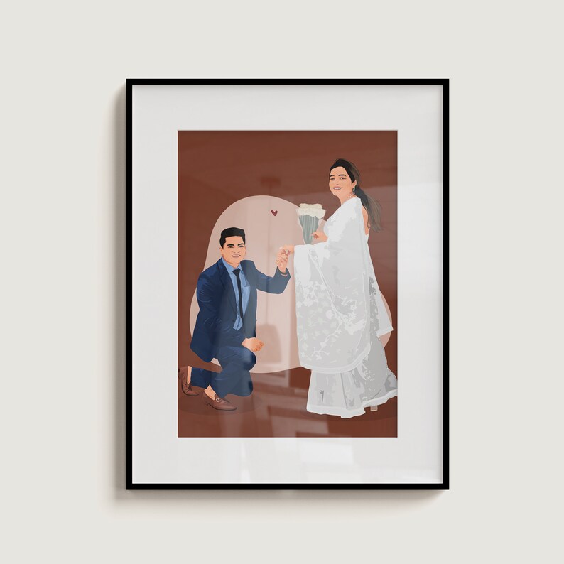 Custom Vector Art Portrait, gift for her, engagement Couple Drawing, Personalized Gift, Customized Illustration image 5