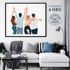 Ritratto personalizzato della migliore amica, illustrazioni personalizzate sull'amicizia, stampa di ritratti senza volto, ritratto di ragazze, regalo per lei, regalo di compleanno per sorelle