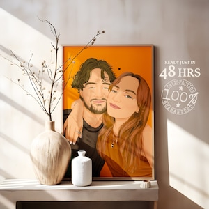 Regalo memorable del Día de San Valentín: Retrato digital sin rostro imprimible / Regalo para el amor y el romance, dibujo personalizado