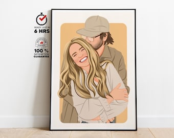 personalized couple portrait, gift for couple, faceless portrait, engagement drawing, boyfriend portrait, family portrait, custom gift, Gift