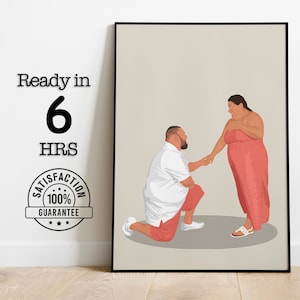 Regalo di fidanzamento, ritratto senza volto, ritratto digitale senza volto, regalo personalizzato, foto di famiglia personalizzata, regalo per lei