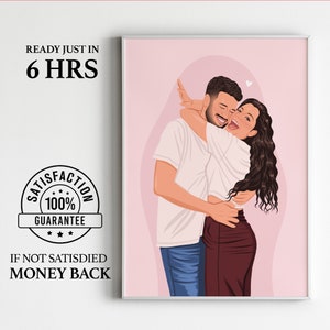 disegno di fidanzamento personalizzato da foto, ritratto senza volto, ritratto di coppia, regalo per coppia, proposta di matrimonio, regalo per lei