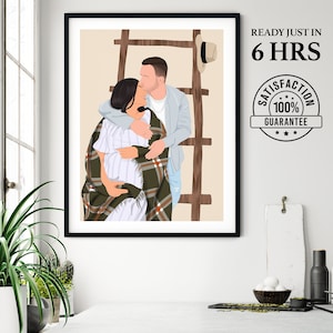 Custom friends Portrait from photo in Best day, Custom Family Illustration From Photo, Family Drawing Portrait
