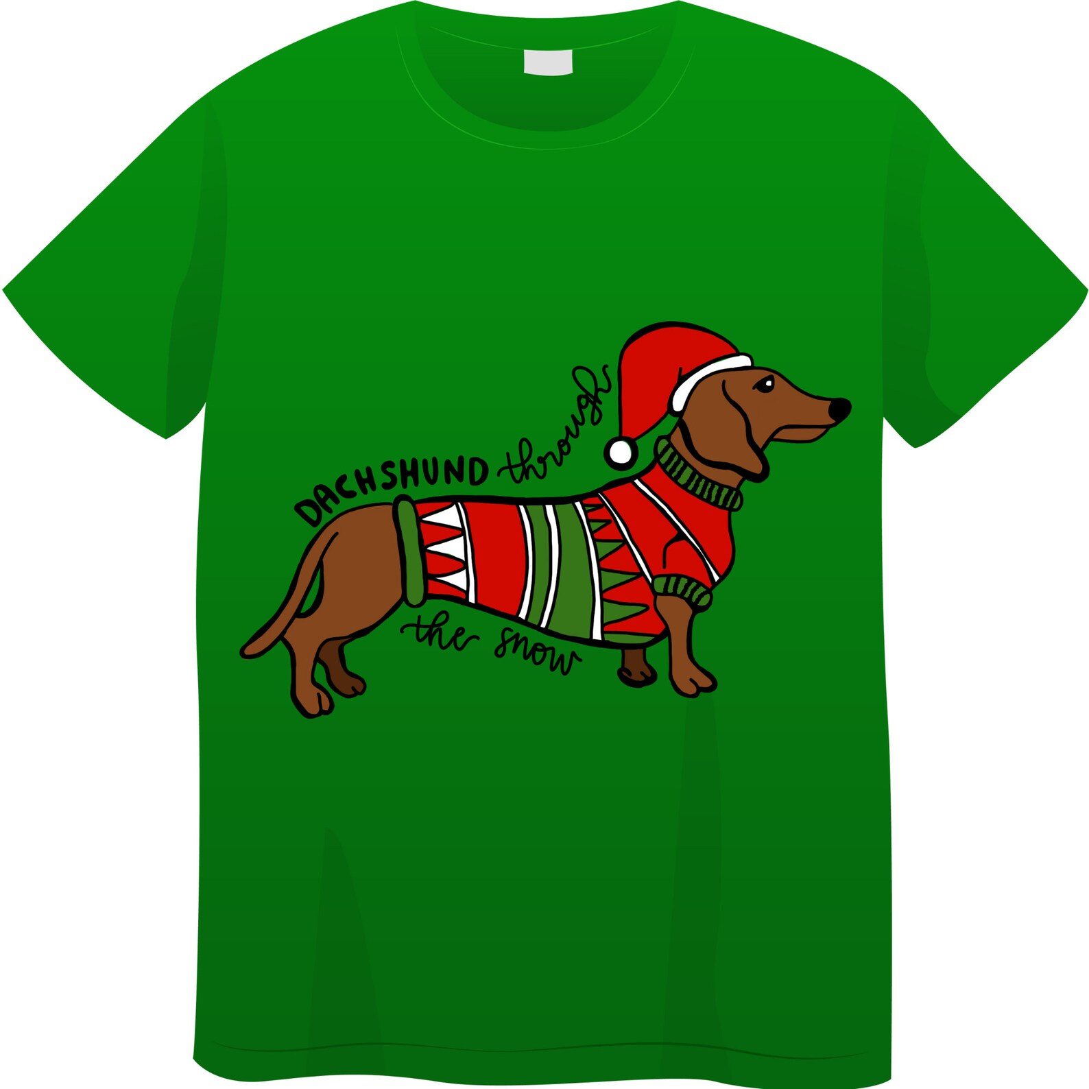 Dachshund Through the Snow Dog Clipart, T-shirt Design for Sublimation ...