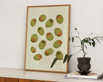 Olives Wall Art, Cute Olive Print, Cottage Core Poster