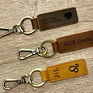 Customized Leather Keychain, Personalized Leather Keychain, Engraved Leather Keychain, Handmade Keychain, Key Ring, Father&#39;s Day Gift