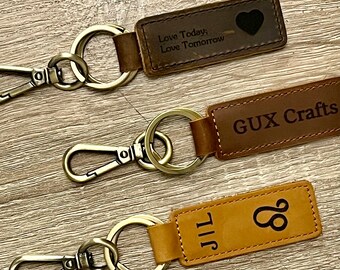 Customized Leather Keychain, Personalized Leather Keychain, Engraved Leather Keychain, Handmade Keychain, Key Ring, Father's Day Gift