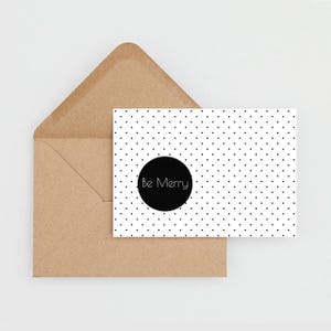 Postkarte Weihnachten "Be Merry" | schwarz-weiß | Weihnachtskarte Be Merry