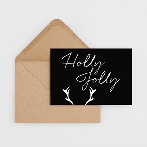 Postkarte Weihnachten "Holly Jolly" | schwarz-weiß | Weihnachtskarte Holly Jolly