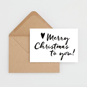Postkarte Weihnachten "Merry Christmas to you" | schwarz-weiß | Weihnachtskarte Merry Christmas to you
