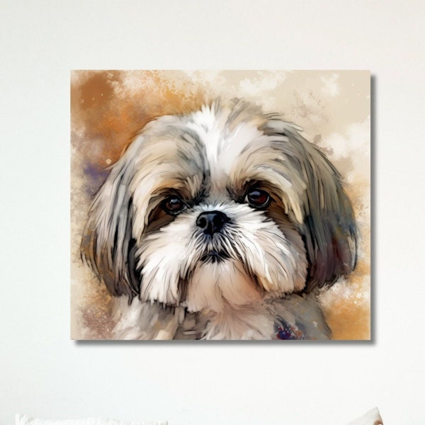Shih Tzu Canvas, Dog art, Dog lover, Animal Art