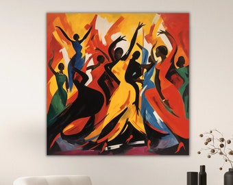 African Dance Painting, Jacob Lawrence Inspired, African American Art