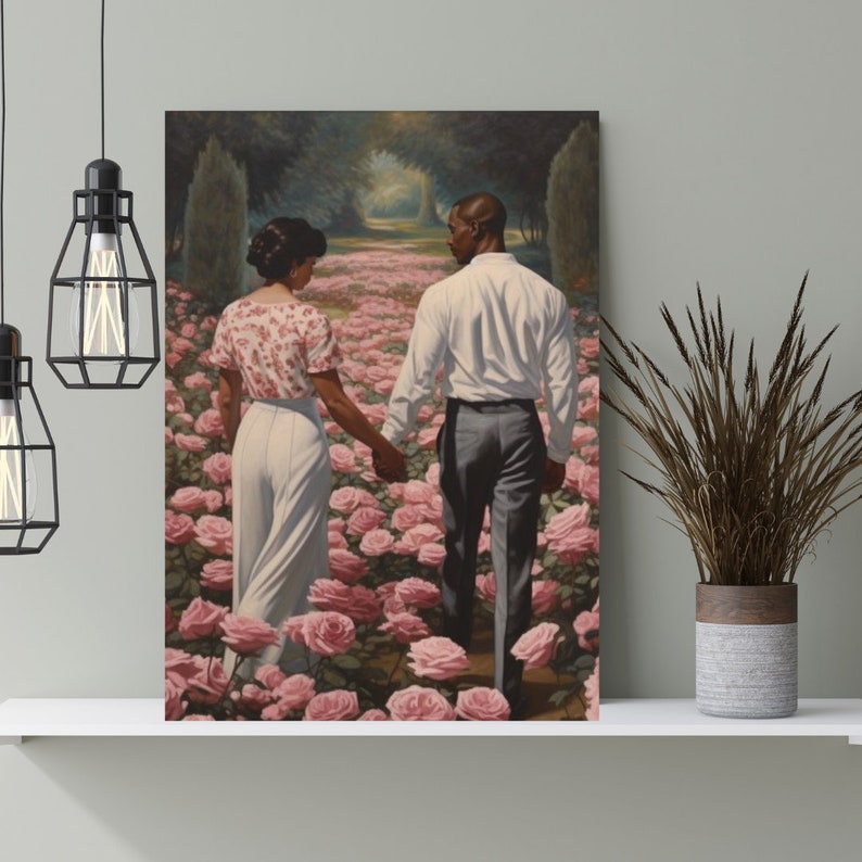 Black Couple Wall Art Home Decor Canvas Art Etsy
