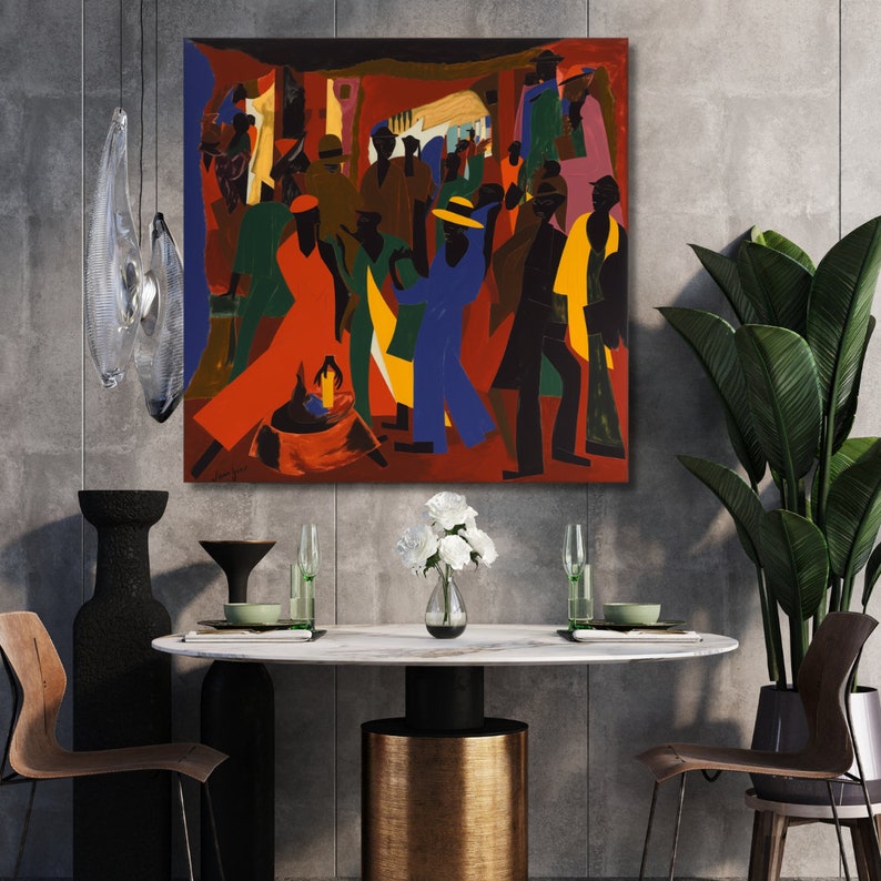 Black Art Canvas, Jacob Lawrence Inspired, African American Art Etsy