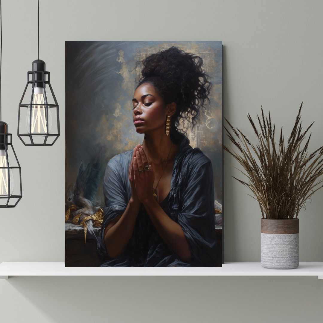Praying Woman Canvas, African American Art, Black Art, Religious Art Etsy