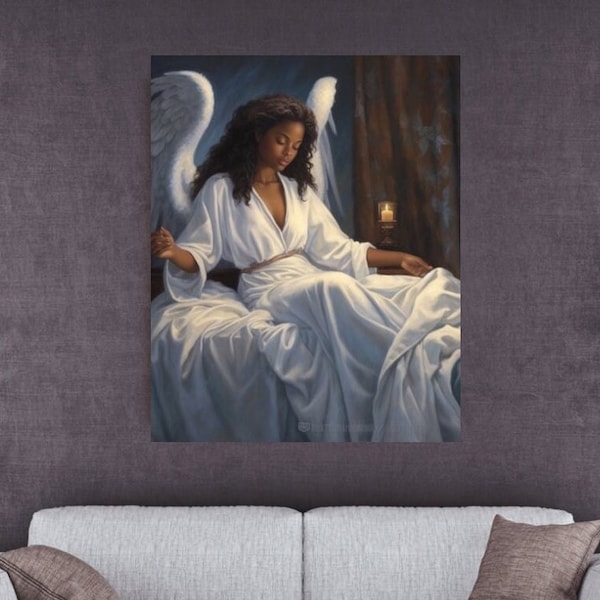 Black Angel, Black Art Canvas, African American Art