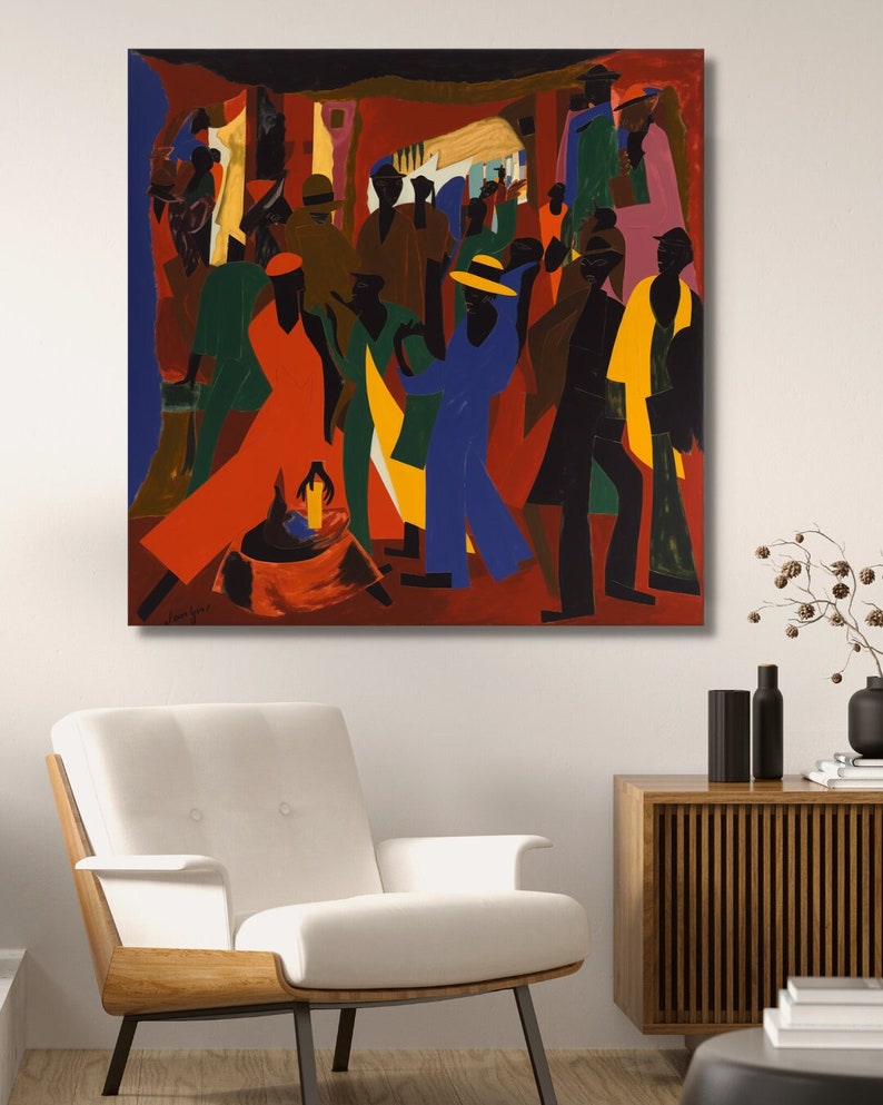 Black Art Canvas, Jacob Lawrence Inspired, African American Art Etsy