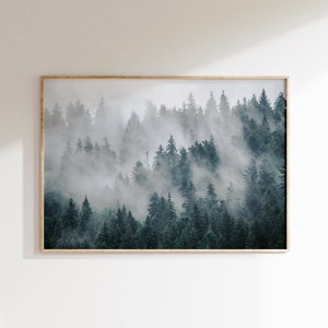 Storm Rolling Into Forest, Minimalist Landscape, Modern Photography, Forest Scenery Print, Nature Wall Art, Misty Rain Over Forest