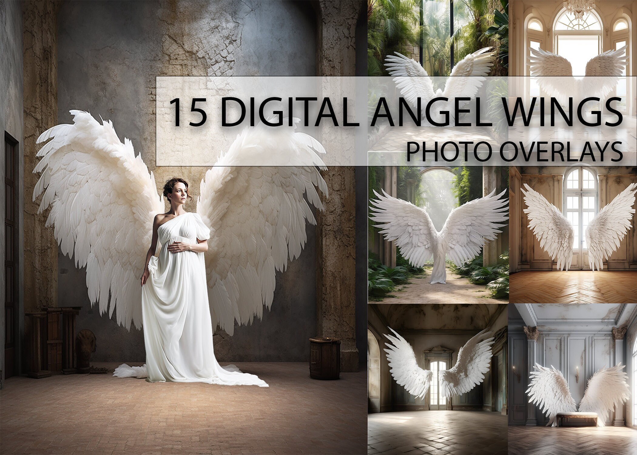 15 Angel Wings Digital Backgrounds, Maternity Backdrop Overlays, Studio ...