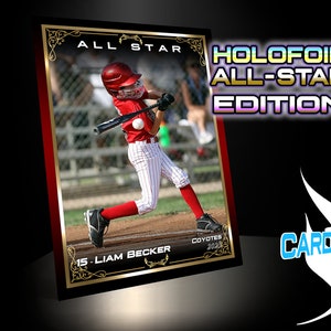 Aangepaste HOLOFOIL ALL-STAR premium kwaliteit sportkaarten voor kinderen met carrièrestatistieken | Folie en serienummers, honkbal, hockey, basketbal!