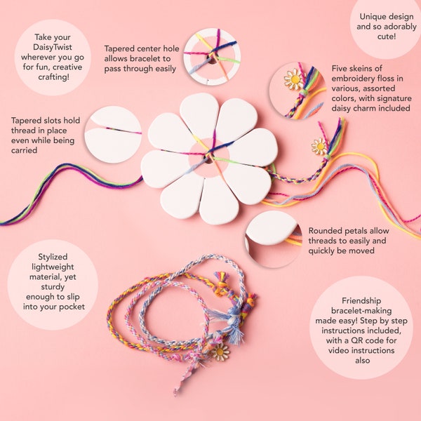 DaisyTwist, Friendship Bracelet, Friendship Bracelet Kit, Friendship Bracelet Template, Daisy Weaver, Daisy, Friendship Bracelet Charm