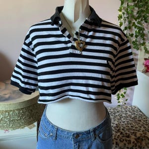 90s Cropped Striped Polo Ralph Lauren Top / Polo Shirt