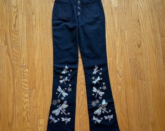 Vintage Y2K Dragonfly-Print Jeans