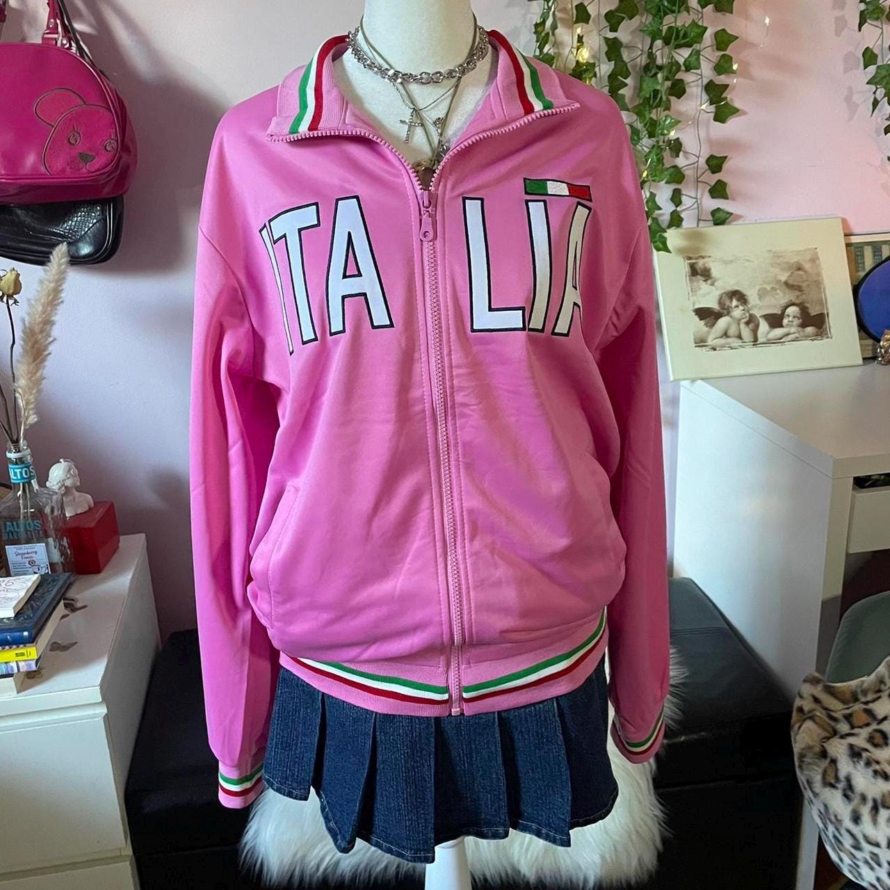 Y2K Pink Italia Track Jacket - Etsy Y2K Pink Italia Track Jacket - Etsy
