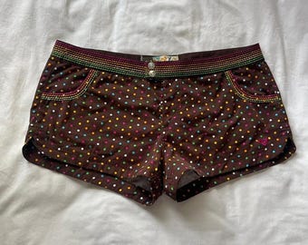 2000s Roxy brown polka dot mini shorts