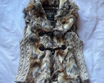 Y2K Guess Faux-Fur Vest