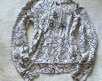 Y2K Billabong cremefarbener und schwarzer Hoodie mit Reißverschluss und kunstpelzgefütterter Kapuze