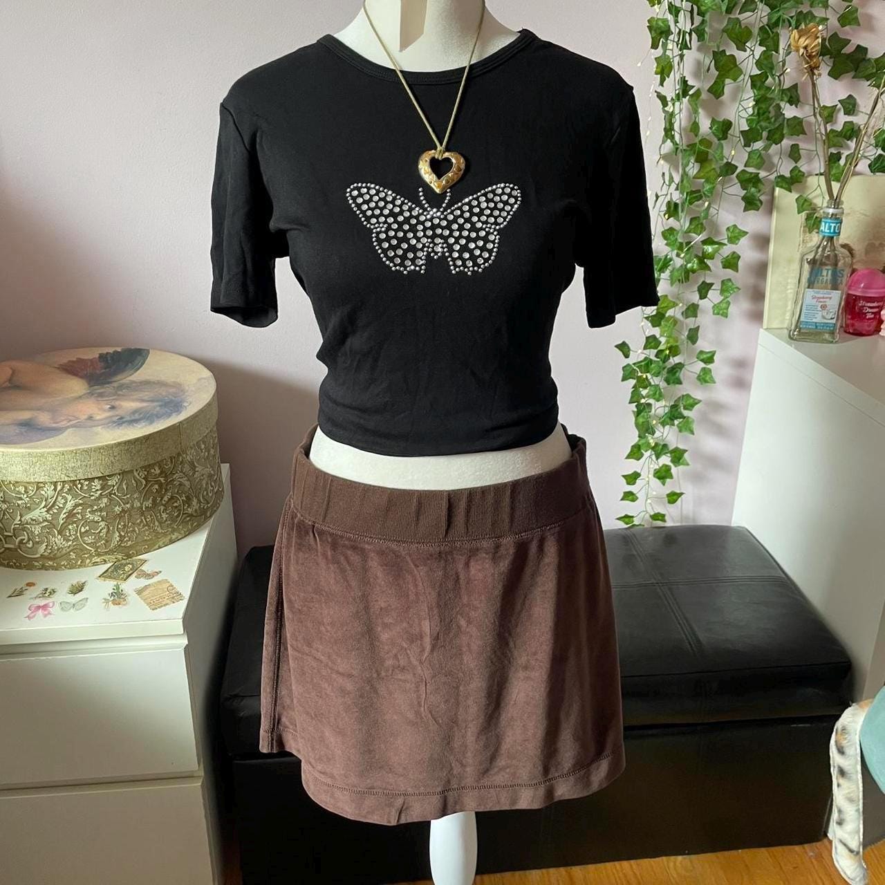 ANDMARY】Silky velor mini skirt