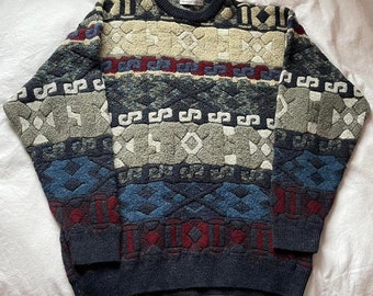 90s Vintage Grandpa Patterned Sweater