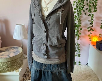 2000s grey Hollister Co. button up hoodie size large