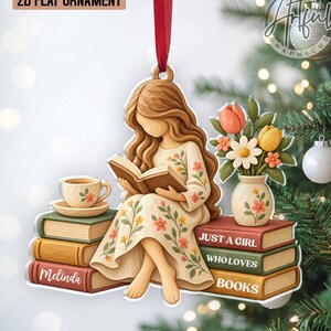 Personalized Book Lover Christmas Ornament