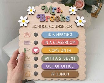 Personalized School Counselor Door Sign, Magnetic Office Status Board, Counselor Availability Sign, Classroom Decor, Teacher Gift