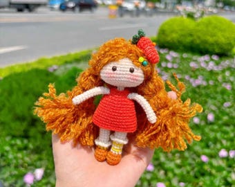 Little Cathy Crochet Doll Pattern, Amigurumi Girl with Flower Basket, Girl Doll Crochet PDF, Little Crochet Dolls Tutorial