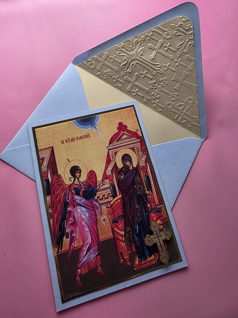 Greek Orthodox the Annunciation of the Theotokos Icon Handmade Card ...