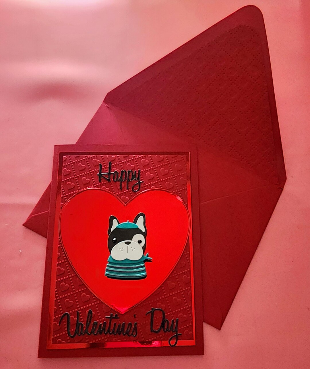 Handmade Valentine's Day Card With Lined Embossed Envelope. - Etsy